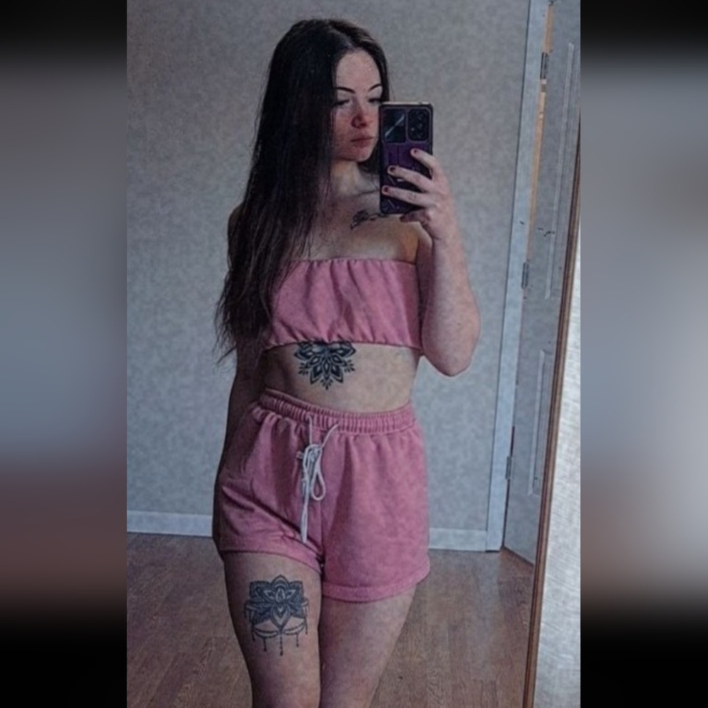 Pink Strapless Crop Top